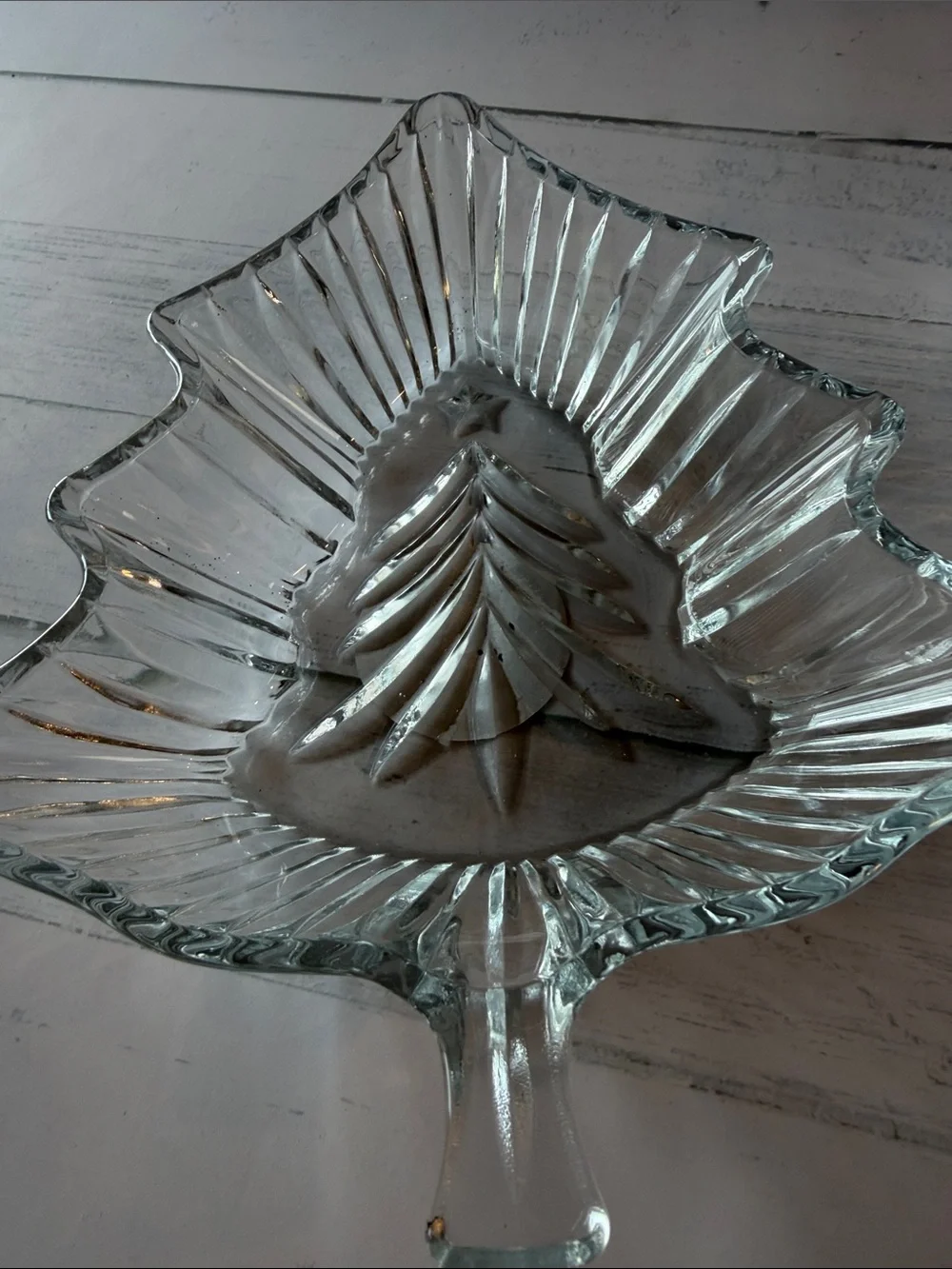 Pair of Christmas tree Clear Glass Dishes